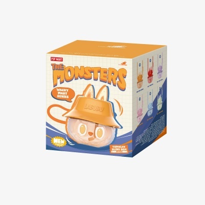 caixa de brinquedo colecionável The Monsters Wacky Mart Series com figura de personagem com chapéu laranja