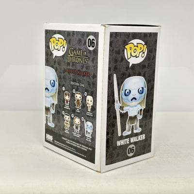 Embalagem POP! Game of Thrones 06 White Walker vinil com texto e imagens de personagens