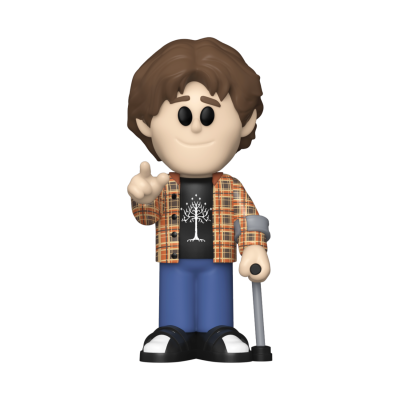 Figura estilizada de brinquedo com roupa casual e bengala