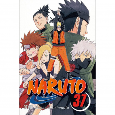 Capa do manga Naruto volume 37 com cinco personagens e título laranja
