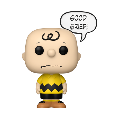 Figura Funko Pop do Charlie Brown com balão de fala GOOD GRIEF!