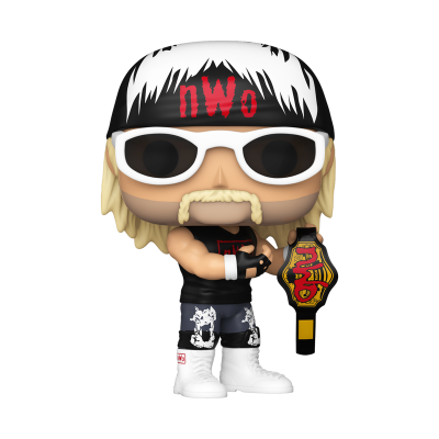 Figura Funko Pop de wrestler com boné nWo e cinturão de campeonato