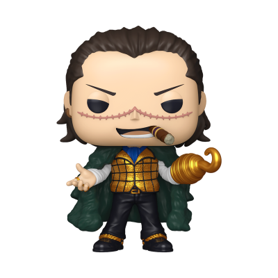 Figura Funko Pop masculina com colete dourado e gancho dourado na mão