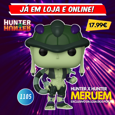 Funko Pop da personagem Meruem Hunter x Hunter com corpo verde e roxo