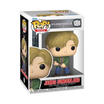 Figura Funko Pop! James Sunderland do jogo Silent Hill 2 na sua caixa branca.