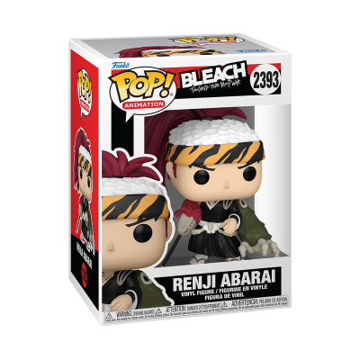 Funko Pop! Renji Abarai da série Bleach em caixa branca com vermelho.