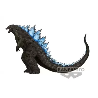 Figura colecionável da Godzilla com cristas azuis e pele preta