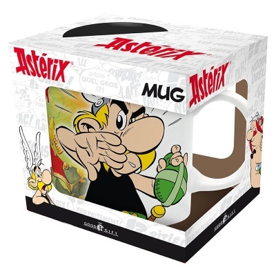 Caneca Astérix com personagem Obélix em caixa branca decorada