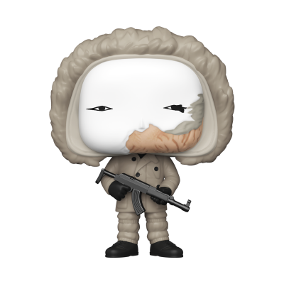Boneco Funko Pop com fato branco e arma