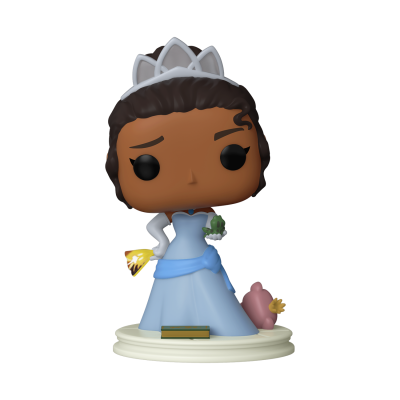 Figura Funko Pop da personagem Tiana em vestido azul com tiara branca