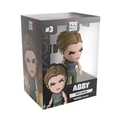 Figura de vinil Abby da coleção The Last of Us numa caixa transparante e preta