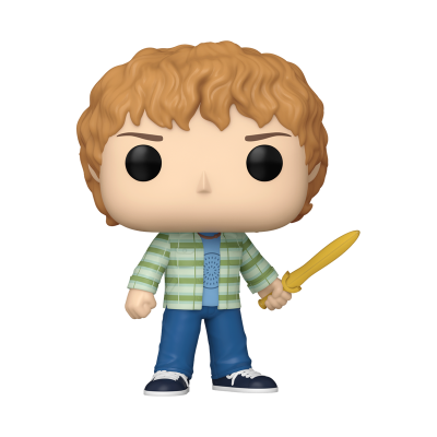 Figura Funko Pop com cabelo castanho claro e espada amarela
