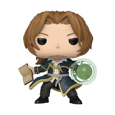 Figura colecionável Funko Pop com cabelo castanho e acessórios mágicos.