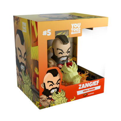 Figura de vinil Zangief da YouTooz em caixa colorida