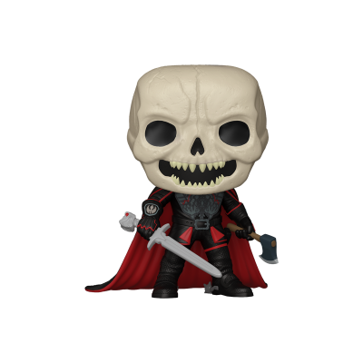 Figura colecionável Funko Pop caveira com espada e machado