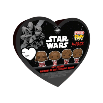 Embalagem de coração preta com figuras Funko Pop Star Wars