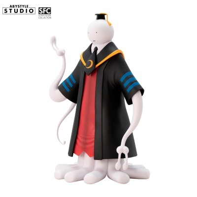 Figura de vinil com roupa preta e detalhes azuis e vermelhos