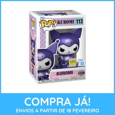 Figura Funko Pop Kuromi roxo metálico em embalagem de vinil