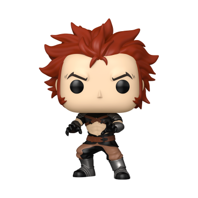 Figura Funko Pop de personagem com cabelo vermelho e roupa de combate
