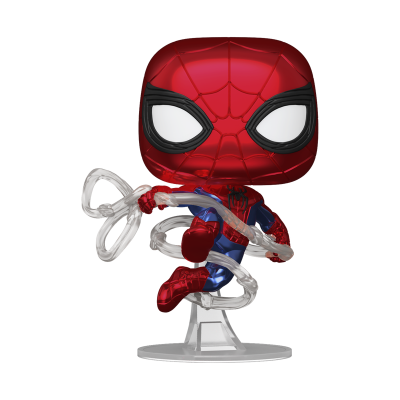 Figura Funko Pop do Homem-Aranha com teias e base transparente