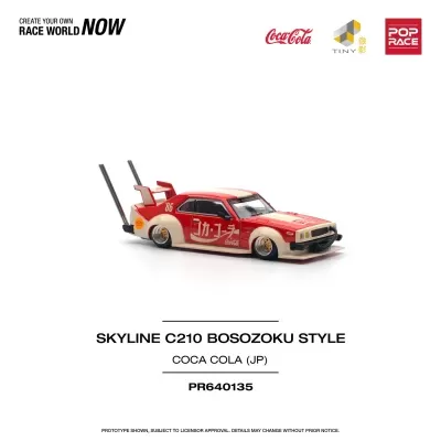 Miniatura de carro Skyline C210 Bosozoku Style vermelho e branco com logótipo Coca-Cola