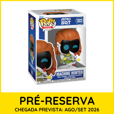 Figura Funko Pop! Astro Bot Machine Hunter em caixa branca e azul