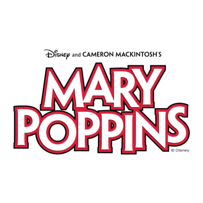 Logotipo Mary Poppins com texto Disney e Cameron Mackintosh