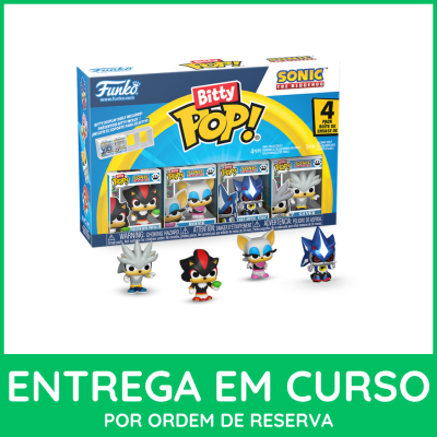 Conjunto de quatro figuras colecionáveis Bitty Pop! Sonic the Hedgehog em embalagem azul e branca
