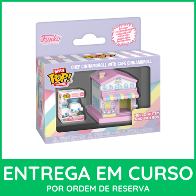 Brinquedo Bitty Pop! Towns Chef Cinnamoroll com Café Cinnamoroll na embalagem da Funko