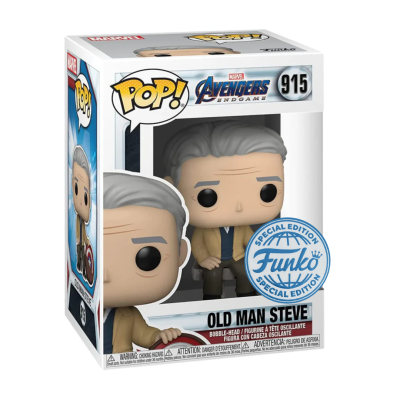 Figura Funko Pop! Old Man Steve Avengers Endgame número 915 na embalagem com selo Special Edition.