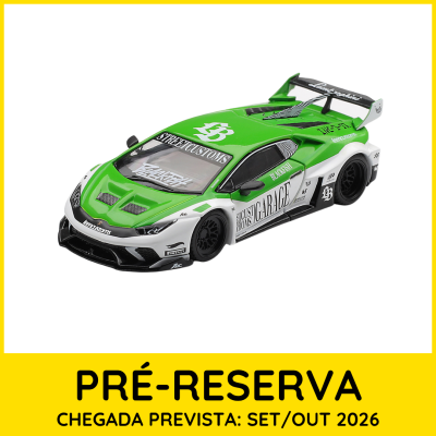 Miniatura de carro desportivo verde e branco com adesivos e asa traseira preta