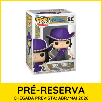 Figura Funko Pop! NICO ROBIN de ONE PIECE com roupa roxa na caixa original.