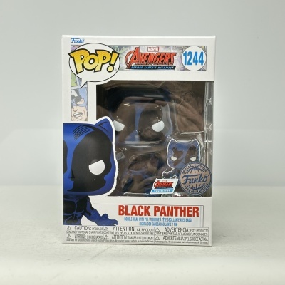 Figura Funko Pop! Black Panther Marvel Avengers com caixa branca e transparente