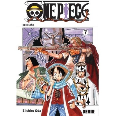 Capa do livro manga One Piece volume 7 com personagens em estilo anime.