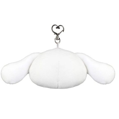 Porta-chaves peluche branco com fecho de coração prateado