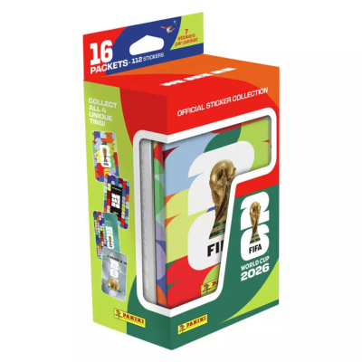 Embalagem de coleção oficial de autocolantes Panini FIFA World Cup 2026 com 16 pacotes