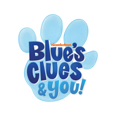 Logótipo Blues Clues & You! com pegada azul clara