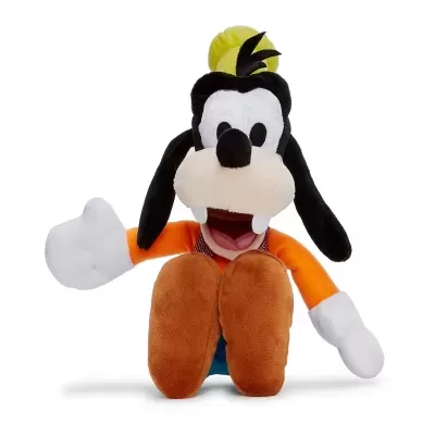 Peluche do personagem Pateta da Disney sentada com sinal de positivo