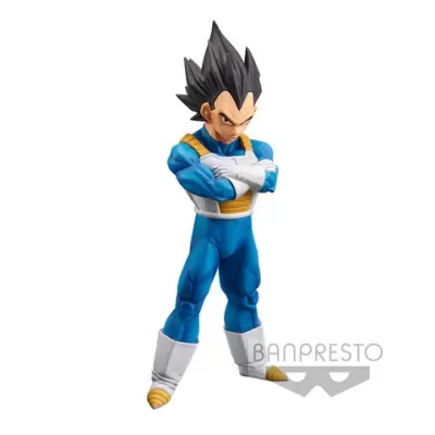 Figura colecionável Vegeta com fato azul e branco e cabelo preto espetado