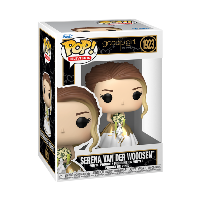 Funko Pop da personagem Serena Van Der Woodsen da série Gossip Girl em caixa de embalagem.
