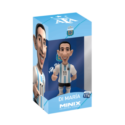 Figura colecionável Minix Di María com camisola argentina em caixa azul