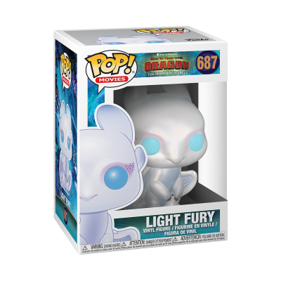 Figura Funko Pop! Light Fury de vinil branco na caixa original com número 687