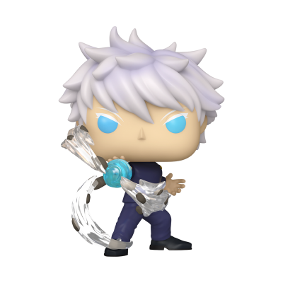 Figura colecionável Funko Pop com cabelo branco e efeito de energia azul