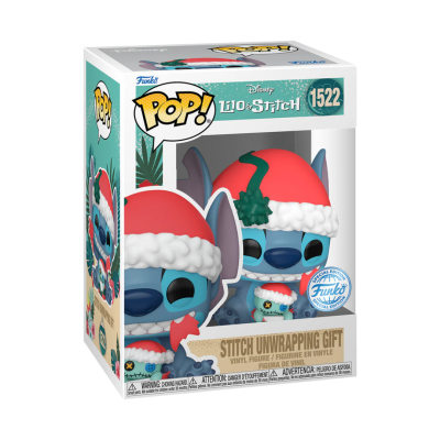 Figura Funko Pop! Stitch com chapéu de Natal em embalagem