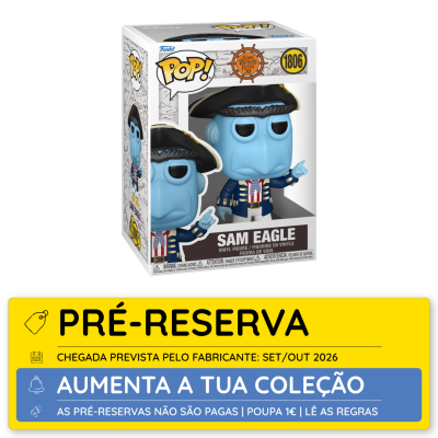Figura Funko Pop! Sam Eagle azul com casaco azul e chapéu preto na caixa