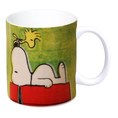 Caneca branca com desenho Snoopy e Woodstock