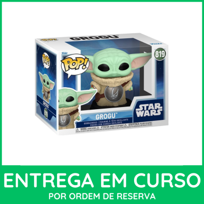 Boneco Funko Pop de Grogu em embalagem de Star Wars com texto e número 819