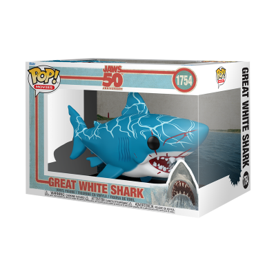 Figura Funko Pop! do tubarão branco do filme Jaws na caixa