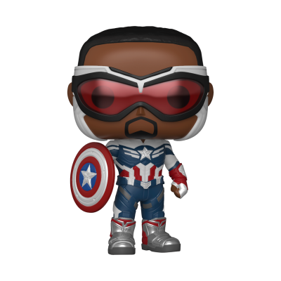 Figura Pop Funko do personagem Falcão/Capitão América com escudo