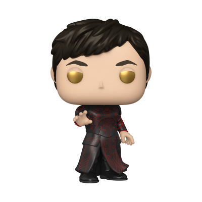 Figura Funko Pop com túnica preta e vermelha e olhos dourados